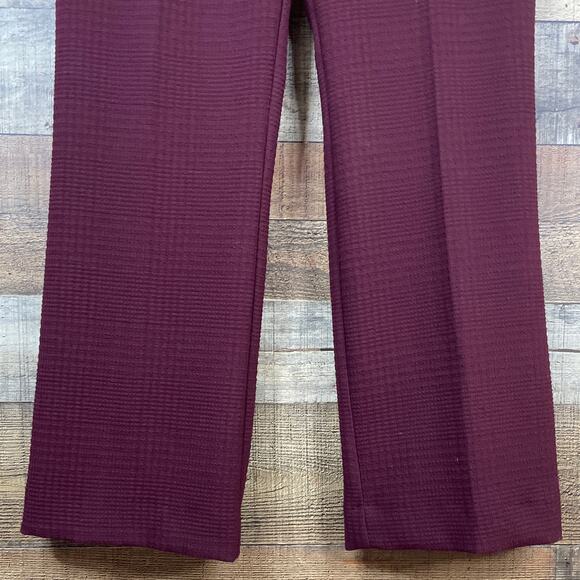 Trina Turk Textured Wide Leg Trousers Pants High Waist Maroon Size 12 - Picture 5 of 9